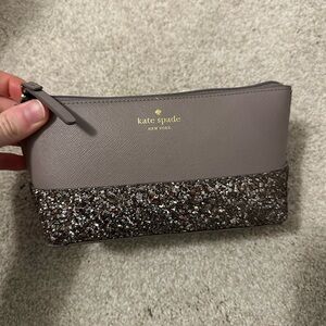 Kate Spade Gray and Glitter Cosmetic Bag